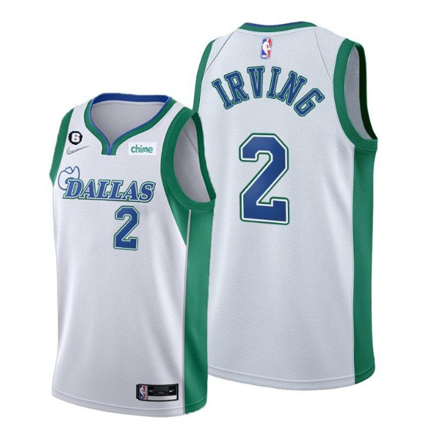 Men's Dallas Mavericks #2 Kyrie Irving White 2021/22 City Edition With No.6 Patch Stitched Basketball Jersey